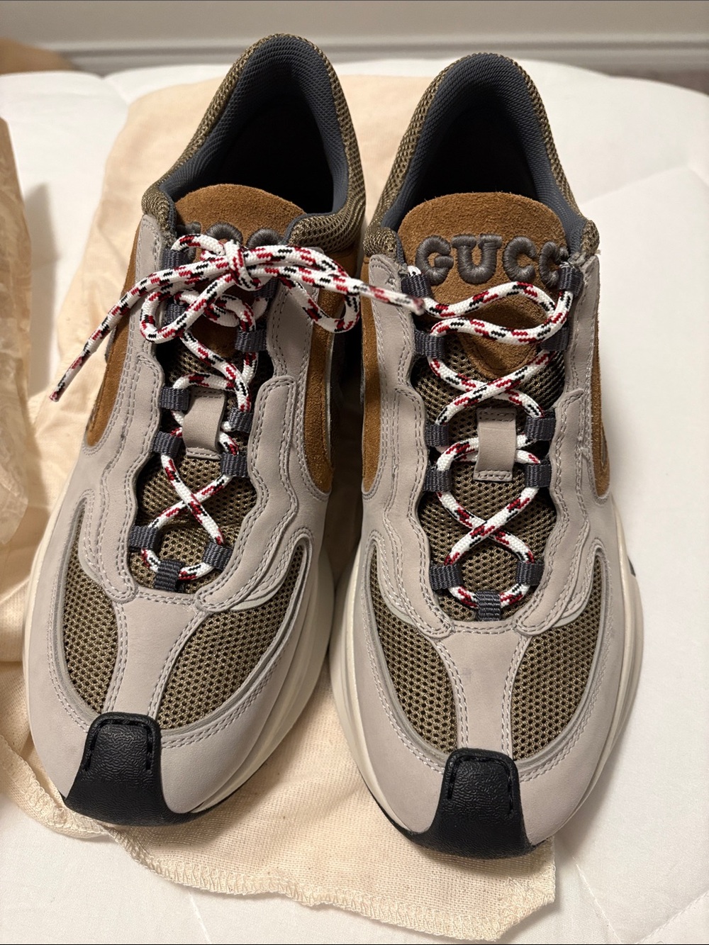 Gucci womans runners ( Chunky Sneakers in Taupe, Brown and Olive) - Picture 2 of 5